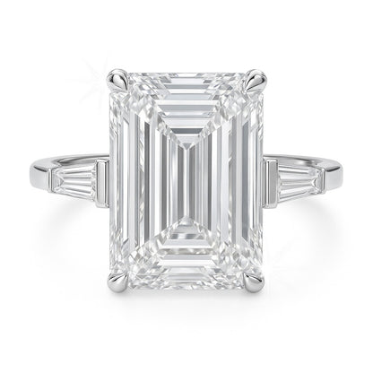 6 Carat Lab-Grown Trilogy Engagement Ring 18k Yellow Gold – Emerald Cut Diamond