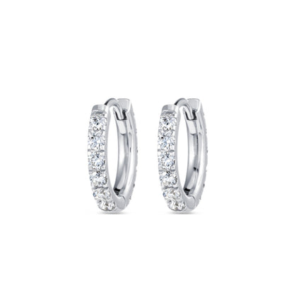 Small Diamond Huggie Earrings - 18k White Gold