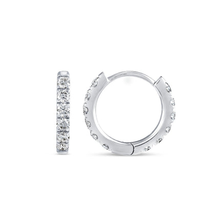 Small Diamond Huggie Earrings - 18k White Gold