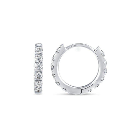 Small Diamond Huggie Earrings - 18k White Gold