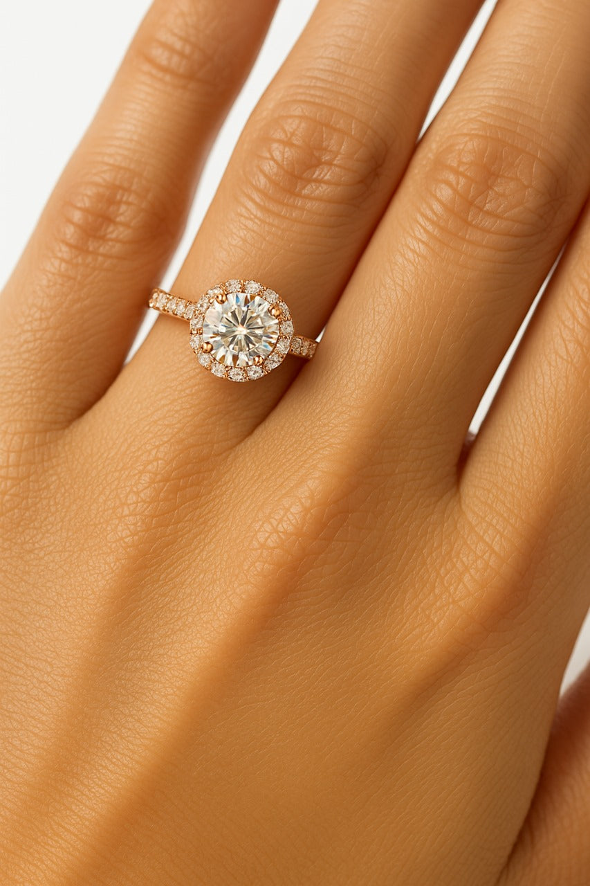0.5 Carat Lab-Grown Round Diamond Halo Engagement Ring