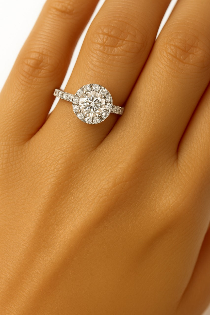 0.5 Carat Lab-Grown Round Diamond Halo Engagement Ring