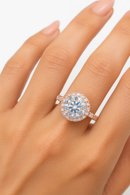 3 Carat Lab-Grown Halo Engagement Ring – Round Brilliant Diamond