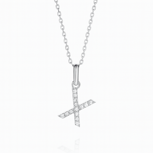 0.16ct - X Letter Pendant – 18k White Gold