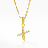 0.16ct - "X" Letter Pendant - 18k Yellow Gold