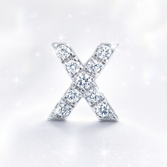 X Letter Stud Earring White Gold