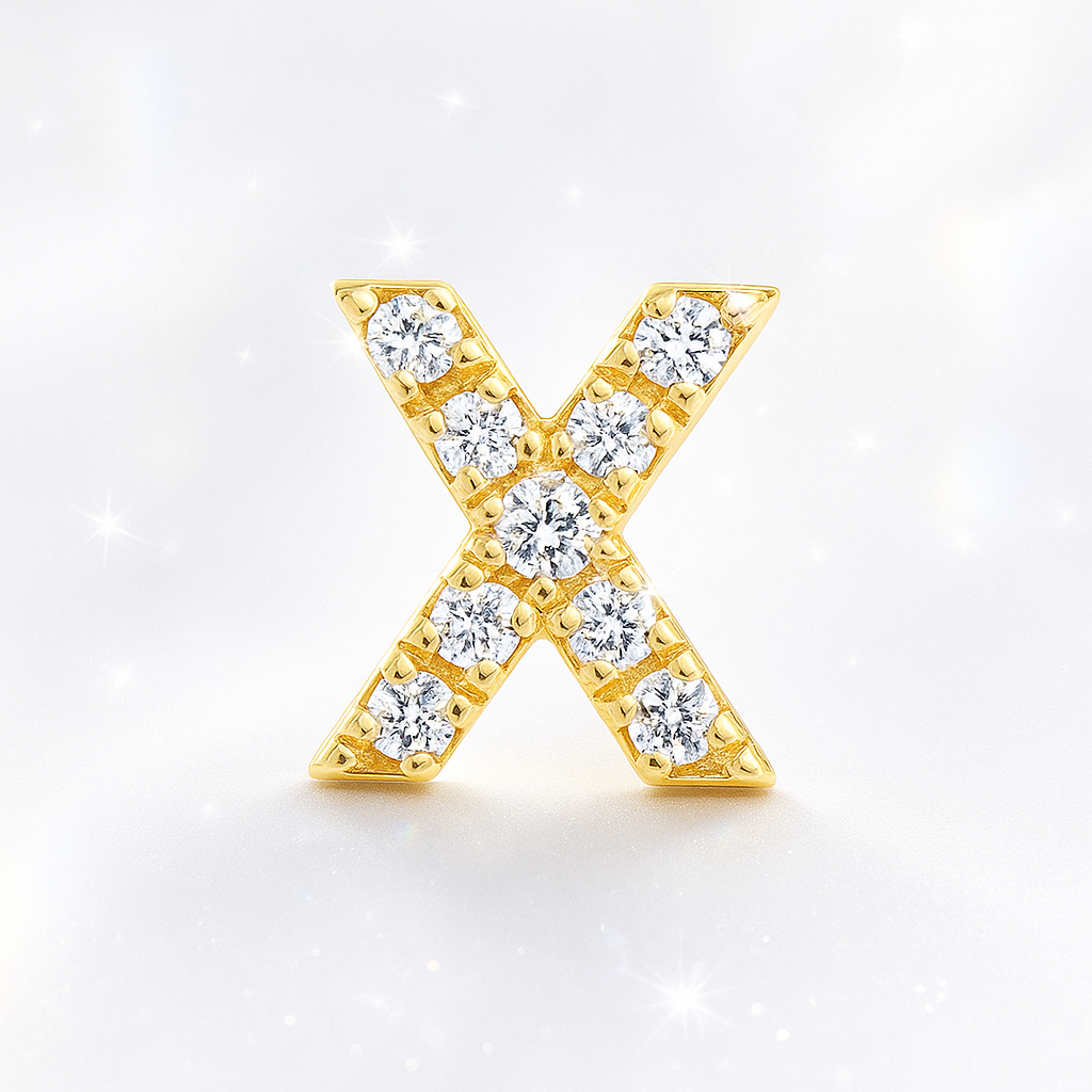 X Letter Stud Earring – 18k Yellow Gold