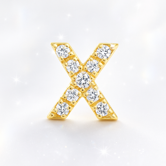 X Letter Stud Earring – 18k Yellow Gold