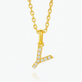 0.09ct - Y Letter Pendant – 18K Yellow Gold