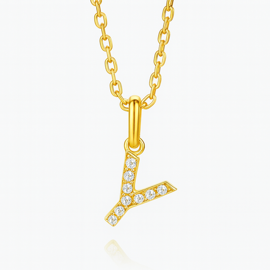 0.09ct - Y Letter Pendant – 18K Yellow Gold