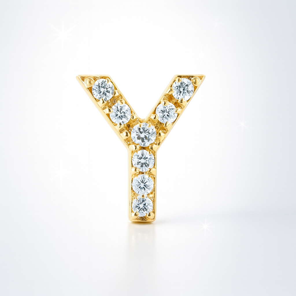 Y Letter Stud Earring – 18k Yellow Gold