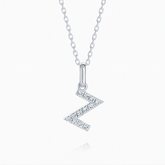 0.15ct - Z Letter Pendant in 18k White Gold