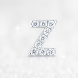 0.12 Carats "Z" Letter Stud Earring in 18K White Gold