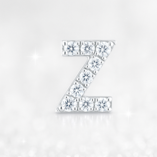 Z Letter Stud Earring in 18K White Gold