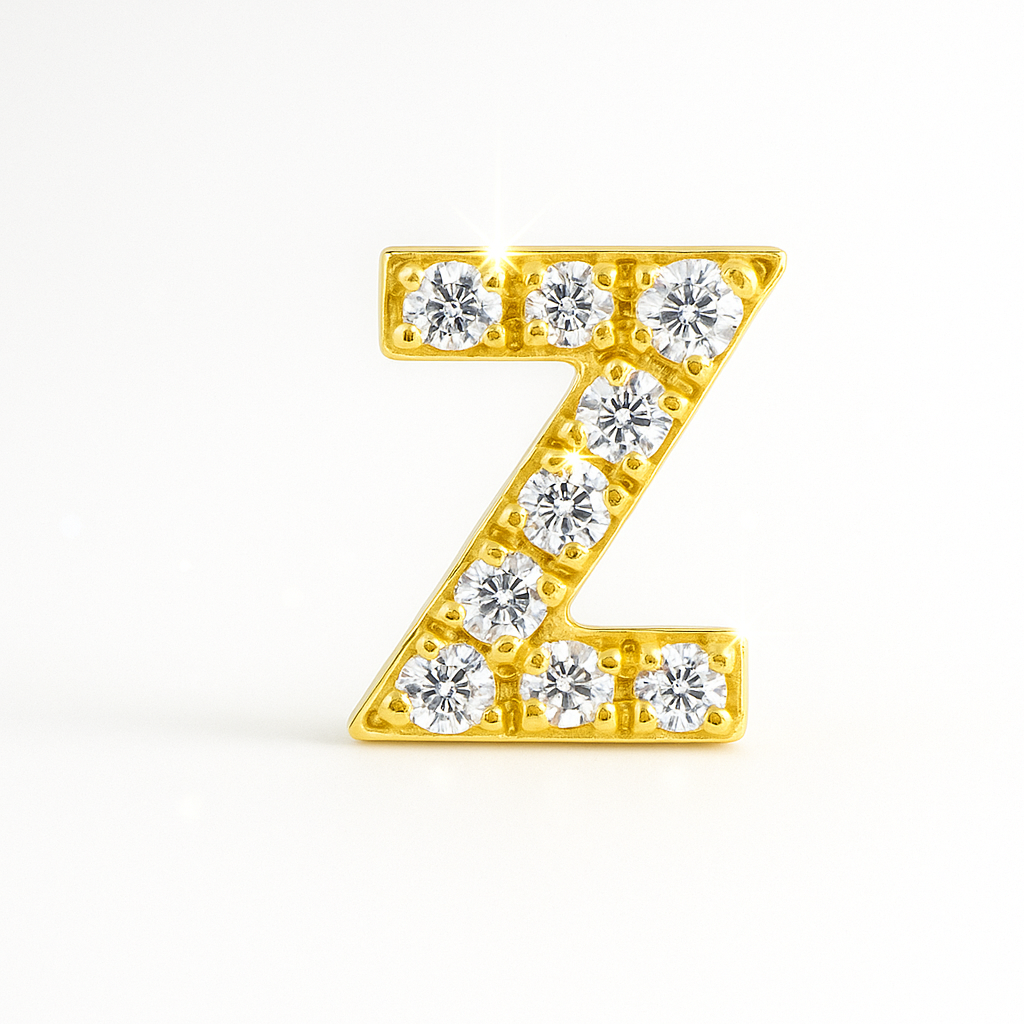 Z Letter Stud Earring Yellow Gold